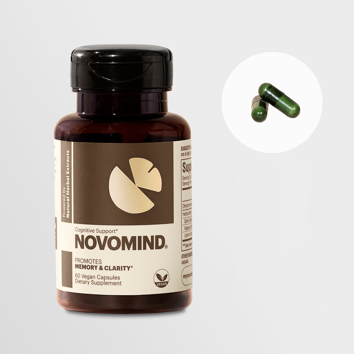 Novomind bottle with  enlarged pills